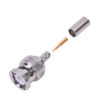 Conector BNC Macho de Anillo Plegable para Cable LMR-195, RG-58/U, RG-142, Niquel/Oro/Teflón. Conector BNC Macho de Anillo Plegable para Cable LMR-195, RG-58/U, RG-142, Niquel/Oro/Teflón.