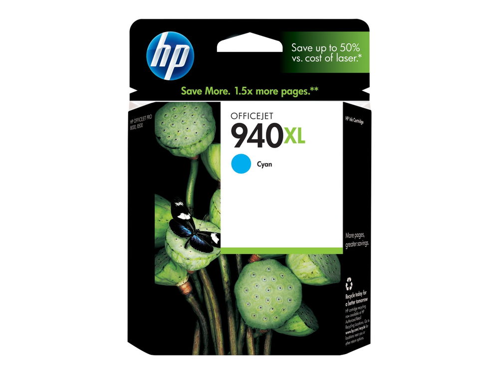 HP 940XL - 16 ml - Alto rendimiento - cián - original - cartucho de tinta - para Officejet Pro 8000, 8500, 8500 A909a, 8500A, 8500A A910a
