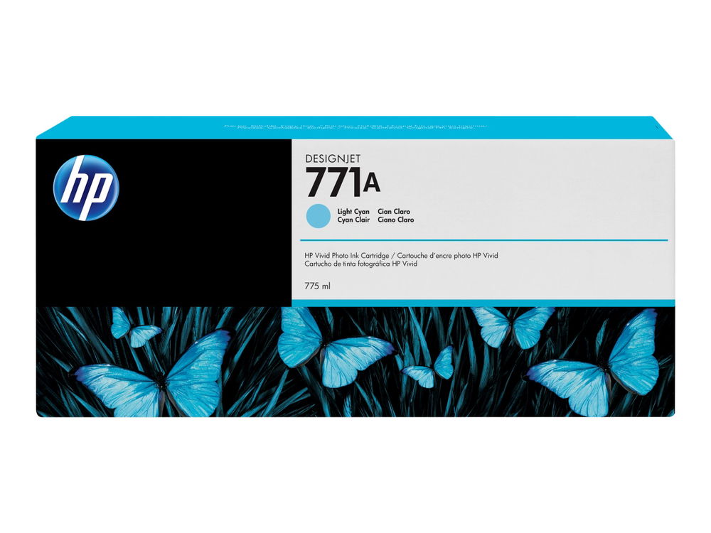 HP 771A - 775 ml - cián claro - original - DesignJet - cartucho de tinta - para DesignJet Z6200, Z6600, Z6610, Z6800, Z6810 HP 771A - 775 ml - cián claro - original - DesignJet - cartucho de tinta - para DesignJet Z6200, Z6600, Z6610, Z6800, Z6810