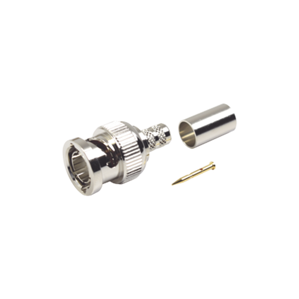 Conector BNC Macho de Anillo Plegable para Cable Coaxial 8279, 75 Ohm, tipo RG-59 Ni/Au/Teflon.