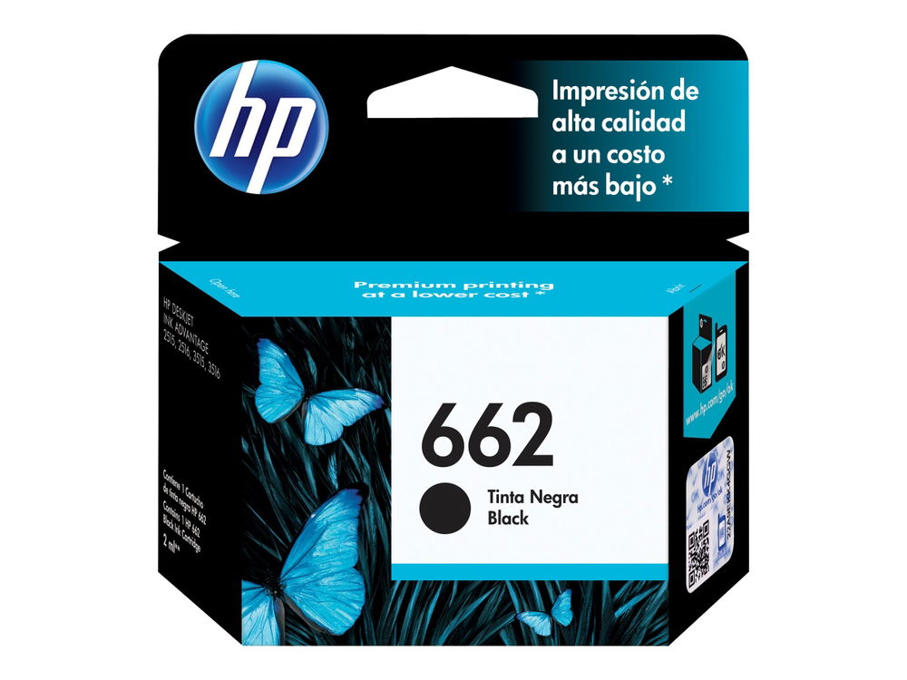 HP 662 - Negro - original - Ink Advantage - cartucho de tinta - para Deskjet 1516, Ink Advantage 15XX, Ink Advantage 35XX, Ink Advantage 4645