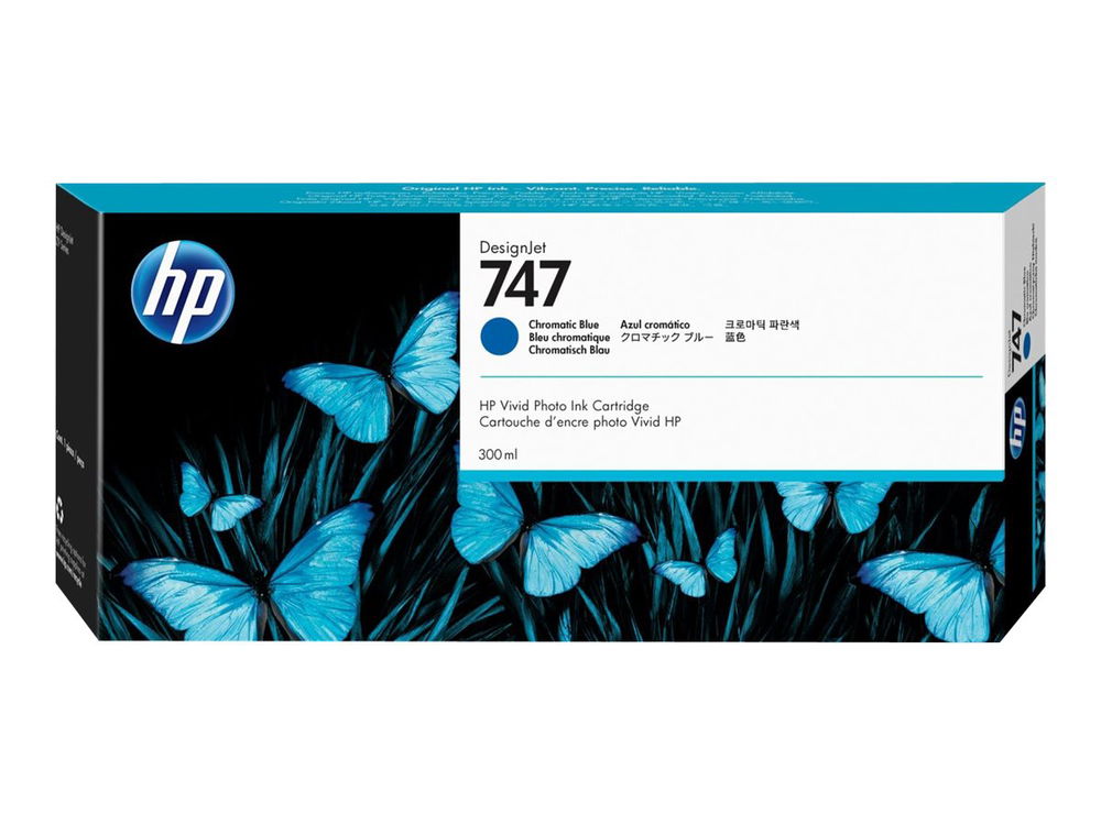 HP 747 - 300 ml - azul cromático - original - DesignJet - cartucho de tinta - para DesignJet Z9+ PostScript, Z9+dr, Z9+dr PostScript