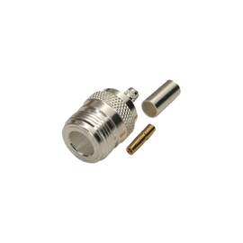 Conector N Hembra, de Anillo Plegable para Cables LMR-240, RG-8/X, 9258, Niquel/Oro/Teflón.