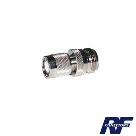 Adaptador en Línea de Conector TNC Macho a N Hembra, Níquel/ Oro/ Teflón. Adaptador en Línea de Conector TNC Macho a N Hembra, Níquel/ Oro/ Teflón.