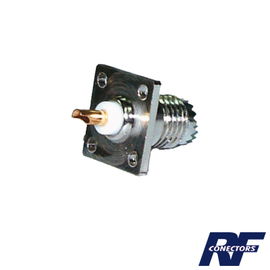 Conector Mini UHF Hembra, Montaje de Panel con 4 Perforaciones a 13 mm, Níquel/ Oro/ Teflón.. Conector Mini UHF Hembra, Montaje de Panel con 4 Perforaciones a 13 mm, Níquel/ Oro/ Teflón..
