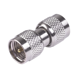 Adaptador Barril Mini-UHF Machos, Niquel, Oro Teflón.