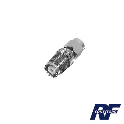 Adaptador en Línea, de Conector SMA Macho a Mini-UHF Hembra, Níquel/ Oro/ Teflón.Au/Teflón. Adaptador en Línea, de Conector SMA Macho a Mini-UHF Hembra, Níquel/ Oro/ Teflón.Au/Teflón.