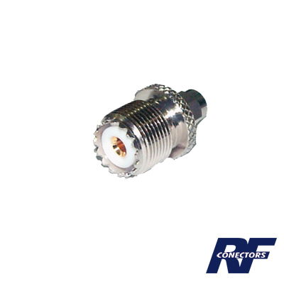 Adaptador en Línea, de Conector SMA Macho a UHF Hembra (SO-239), Níquel/ Oro/ Teflón. Adaptador en Línea, de Conector SMA Macho a UHF Hembra (SO-239), Níquel/ Oro/ Teflón.