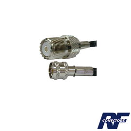 Cable Adaptador de Conector Mini UHF Macho a UHF Hembra (SO-239), Níquel/ Oro y Plata/ Delrin. Cable Adaptador de Conector Mini UHF Macho a UHF Hembra (SO-239), Níquel/ Oro y Plata/ Delrin.