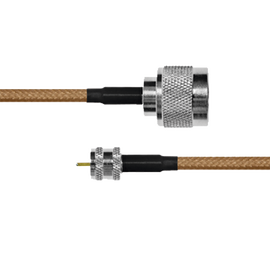 Cable Coaxial RG-142/U de 110 cm, 50 Ohm con Conectores N Macho a Mini UHF Macho.