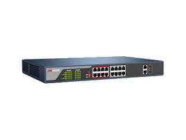 Hikvision DS-3E0318P-E - Conmutador - sin gestionar - 16 x 10/100 (PoE+) + 2 x Gigabit SFP (enlace ascendente) - sobremesa - PoE+ (230 W)