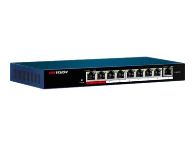 Hikvision DS-3E0109P-E/M - Conmutador - sin gestionar - 9 x 10/100 (PoE) + 1 x 10/100 (enlace ascendente) - sobremesa, montaje en pared - PoE (58 W)