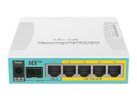 MikroTik RouterBOARD hEX RB960PGS - Router - conmutador de 4 puertos - GigE - 800 MHz - RAM: 128MB - 12-57V