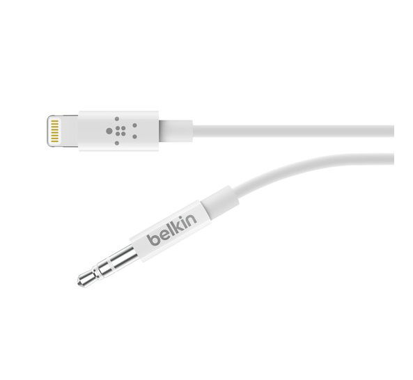 Belkin - Cable - Lightning/ Audio Aux  - Conecta iPhone  directo a salida 3.5mm - Blanco
