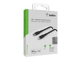Belkin BOOST CHARGE - Cable Lightning - 24 pin USB-C macho a Lightning macho - 1 m - negro - suministro de potencia USB (18W)