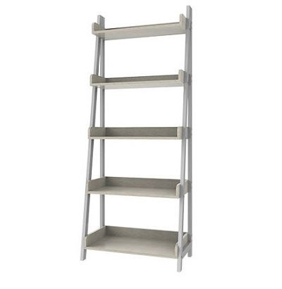 Xtech - Librería - escalera - 5 baldas - PVC, madera, madera aglomerada, acero, marco de acero con recubrimiento de polvo - abedul mate
