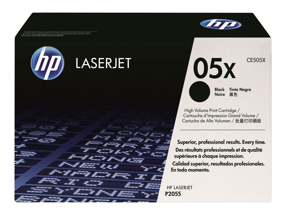 HP 05X - Alto rendimiento - negro - original - LaserJet - cartucho de tóner (CE505X) - para LaserJet P2055, P2055d, P2055dn, P2055x