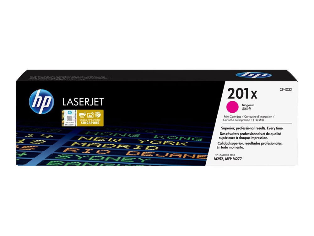 HP 201X - Alto rendimiento - magenta - original - LaserJet - cartucho de tóner (CF403X) - para Color LaserJet Pro M252dn, M252dw, M252n, MFP M277c6, MFP M277dw, MFP M277n