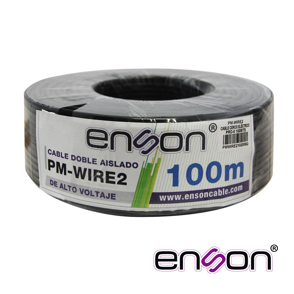 CABLE DOBLE AISLADO ENSON PM-WIRE2 PARA CONEXIÓN DE CERCAS ELECTRIFICADAS, DOBLE AISLANTE PARA MEJOR PROTECCION EN INSTALACION, BOBINA DE 100 METROS, CONEXIÓN PARA ENERGIZADOR Y LINEAS DE ALTA TENSION, COMPATIBLE CON TODOS LOS ENERGIZADORES YONUSA