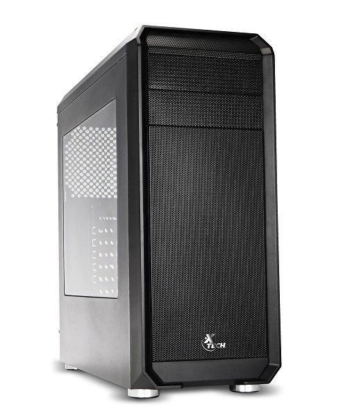 Xtech XT-GMR1 Chasis de PC para Gaming - Negro - Ventilador LED Azul - Ventana de panel lateral de acrílico - ATX - Sin fuente de poder(PS/2) - Hasta 7 ventiladores, Con una unidad pre-instalada de 120mm con 4 LEDs