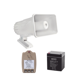Kit de accesorios con Bateria 4Ah, Transformador 16.5Vca y Sirena de 30 Watts