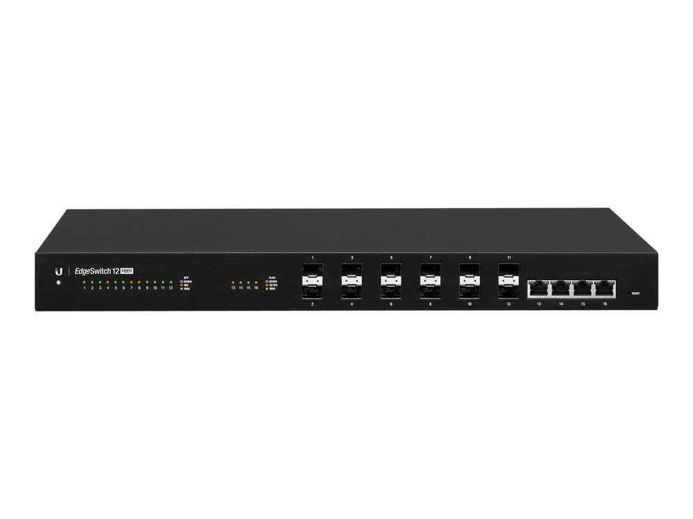 Ubiquiti EdgeSwitch 12 Fiber - Conmutador - L3 - Gestionado - 4 x Gigabit SFP + 8 x 100/1000 SFP + 4 x 10/100/1000 - sobremesa, montaje en rack, montaje en pared - CA 120/230 V / CC 16 - 25 V