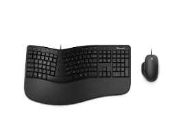 Microsoft - Keyboard and mouse set - Spanish - Wired - USB - Black - Ergonomic