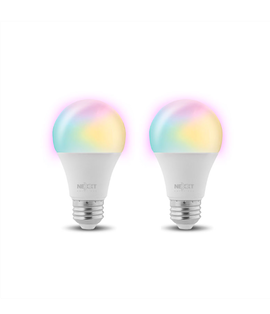 Nexxt Solutions Connectivity - Light Bulb - A19 RGB 110V 2PK - conexión WI-FI - Bombillo multicolor - Compatible con Amazon Alexa y Google Assistant - 800 Lumen - 9W(Equivalente a 60W) - 110 V/ 220 V