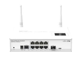 MikroTik Cloud Router Switch CRS109-8G-1S-2HnD-IN - Conmutador - L3 - inteligente - 7 x 10/100/1000 + 1 x 10/100/1000 (PoE) + 1 x Gigabit SFP - sobremesa - PoE pasivo - alimentación cc