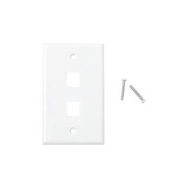Placa de pared de 2 puertos, Keystone, Color Blanco