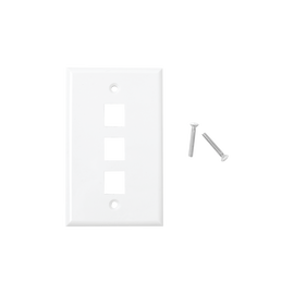 Placa de pared de 3 puertos, Keystone, Color Blanco
