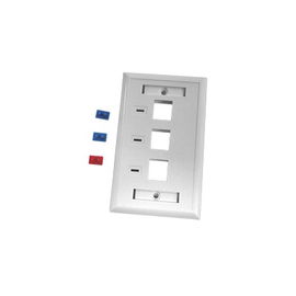 Placa de pared, de 3 puertos, Keystone, con espacio para etiqueta - Color Blanco Placa de pared, de 3 puertos, Keystone, con espacio para etiqueta - Color Blanco