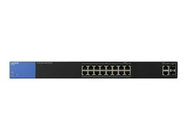 Linksys Business Smart LGS318P - Conmutador - Gestionado - 16 x 10/100/1000 (PoE+) + 2 x Gigabit SFP combinado - montaje en rack - PoE+ (125 W) - ca 100/230 V