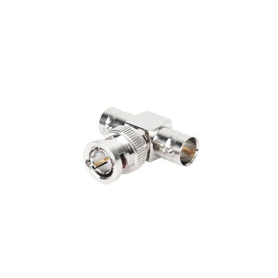 Adaptador en T para 75 Ohm de Conector BNC Macho a Doble BNC Hembra, Niquel/ Oro/ Teflón. Adaptador en T para 75 Ohm de Conector BNC Macho a Doble BNC Hembra, Niquel/ Oro/ Teflón.