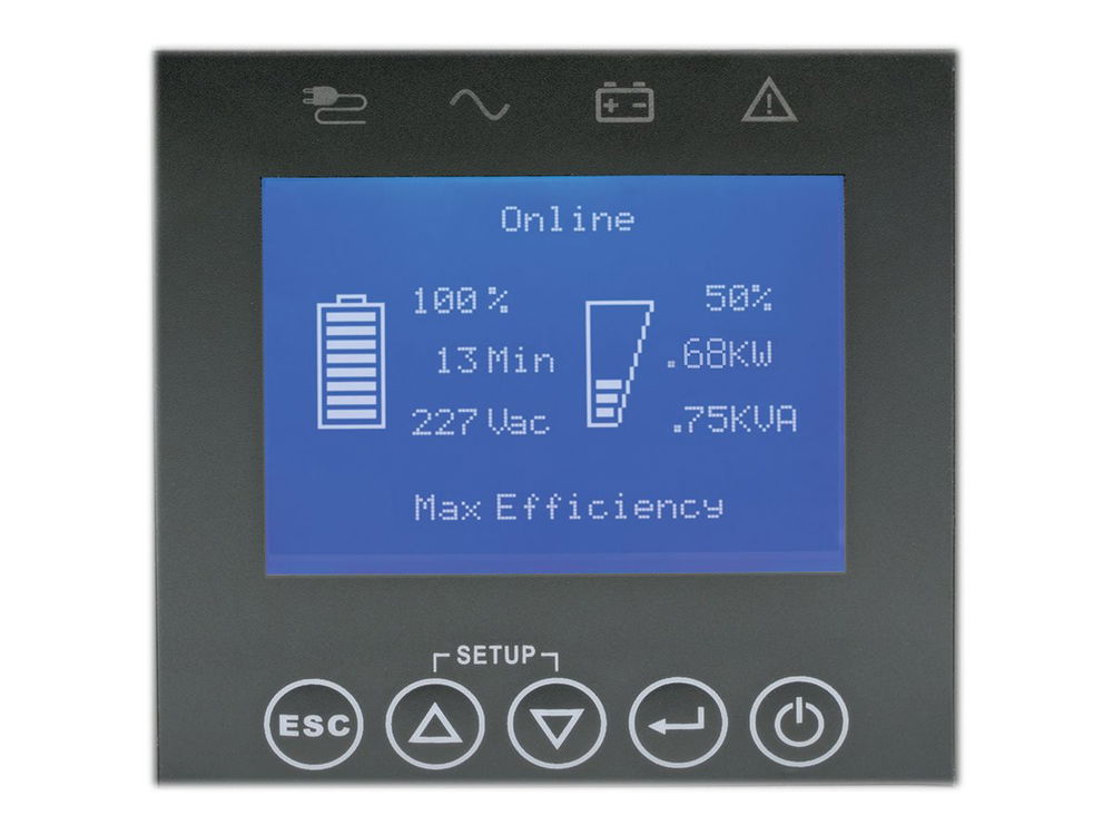 Eaton Tripp Lite Series SmartOnline 208/230V 1000VA 900W Double-Conversion UPS - 6 Outlets, Extended Run, Card Slot, LCD, USB, DB9, 2U Battery Backup - UPS (montaje en bastidor) - CA 200/208/220/230/240 V - 900 vatios - 1000 VA - 1 fase - RS-232, USB Eaton Tripp Lite Series SmartOnline 208/230V 1000VA 900W Double-Conversion UPS - 6 Outlets, Extended Run, Card Slot, LCD, USB, DB9, 2U Battery Backup - UPS (montaje en bastidor) - CA 200/208/220/230/240 V - 900 vatios - 1000 VA - 1 fase - RS-232, USB