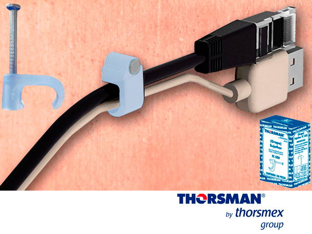 GRAPAS SUJETHOR PLANO THORSMAN 3209-00100  TC5X8  CAJA /100PZAS COLOR NATURAL, IDEAL PARA CABLES CALIBRE 16, CLAVO GALVANIZADO, GRAPA DE POLIETILENO, RESISTENTE AL IMPACTO, CORROSIÓN, HUMEDAD Y CLIMAS EXTREMOS