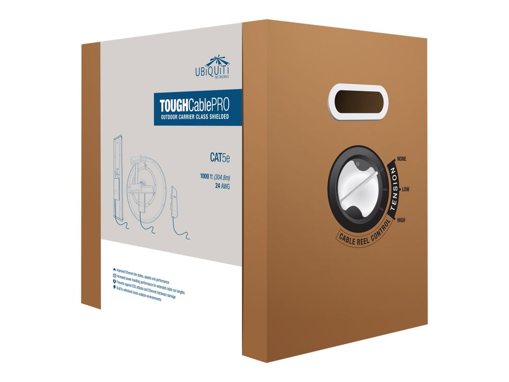 Ubiquiti TOUGHCable Pro - Cable al por mayor - 304.8 m - doble blindado - CAT 5e - exterior - negro