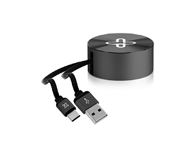 Klip Xtreme - USB-C cable - 24 pin USB-C - 4 pin USB Type A - 1 m - Black - Retractable