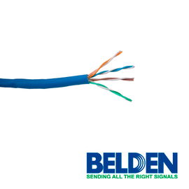 CABLE UTP CAT5E BELDEN 1583A 006U1000 FORRO PVC AZUL CMR 4 PARES 200 MHZ CALIBRE 24AWG 100% COBRE USO INTERIOR IDEAL PARA INSTALACIONES DE SEGURIDAD, CCTV, VIDEO, DATOS, REDES ETHERNET BOBINA 1000 PIES 305 METROS