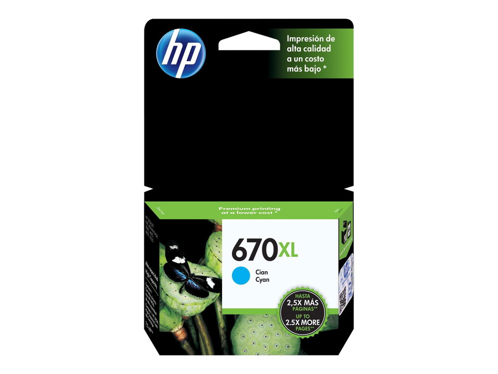 HP 670XL - Alto rendimiento - cián - original - Ink Advantage - cartucho de tinta - para Deskjet Ink Advantage 3525, Ink Advantage 4615, Ink Advantage 4625, Ink Advantage 5525 HP 670XL - Alto rendimiento - cián - original - Ink Advantage - cartucho de tinta - para Deskjet Ink Advantage 3525, Ink Advantage 4615, Ink Advantage 4625, Ink Advantage 5525