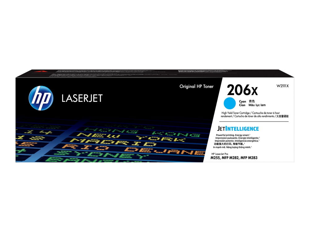 HP 206X - Alto rendimiento - cián - original - LaserJet - cartucho de tóner (W2111X) - para Color LaserJet Pro M255, M283, MFP M282, MFP M283 HP 206X - Alto rendimiento - cián - original - LaserJet - cartucho de tóner (W2111X) - para Color LaserJet Pro M255, M283, MFP M282, MFP M283