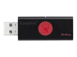 Kingston DataTraveler 106 - Unidad flash USB - 64 GB - USB 3.1 Gen 1 - negro sobre rojo