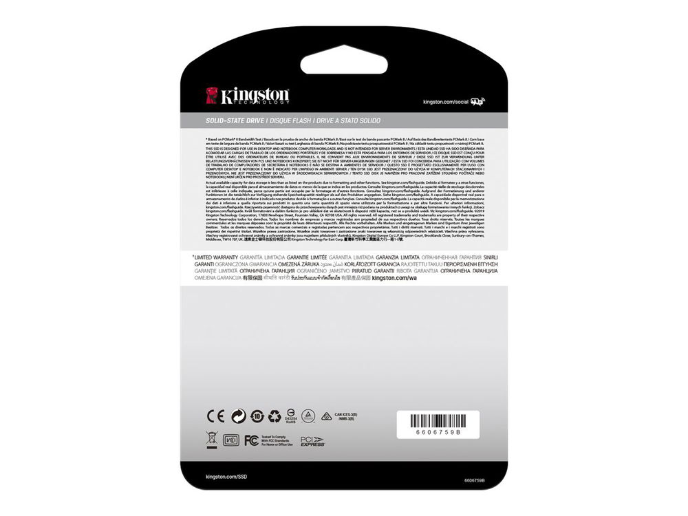 Kingston KC2500 - SSD - cifrado - 250 GB - interno - M.2 2280 - PCIe 3.0 x4 (NVMe) - 256-bit AES-XTS - Self-Encrypting Drive (SED), TCG Opal Encryption 2.0