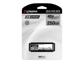 Kingston KC2500 - SSD - cifrado - 250 GB - interno - M.2 2280 - PCIe 3.0 x4 (NVMe) - 256-bit AES-XTS - Self-Encrypting Drive (SED), TCG Opal Encryption 2.0