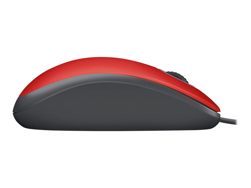 Logitech M110 Silent - Ratón - diestro y zurdo - óptico - 3 botones - cableado - USB - rojo