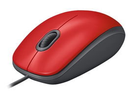 Logitech M110 Silent - Ratón - diestro y zurdo - óptico - 3 botones - cableado - USB - rojo