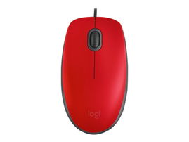 Logitech M110 Silent - Ratón - diestro y zurdo - óptico - 3 botones - cableado - USB - rojo