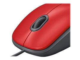 Logitech M110 Silent - Ratón - diestro y zurdo - óptico - 3 botones - cableado - USB - rojo