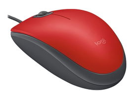 Logitech M110 Silent - Ratón - diestro y zurdo - óptico - 3 botones - cableado - USB - rojo