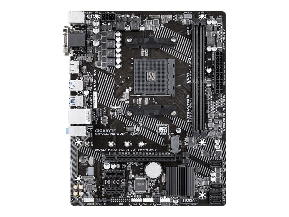 Gigabyte GA-A320M-S2H - 1.0 - placa base - micro ATX - Socket AM4 - AMD A320 Chipset - USB 3.1 Gen 1 - Gigabit LAN - Tarjeta gráfica (CPU necesaria) - HD Audio (8-canales)